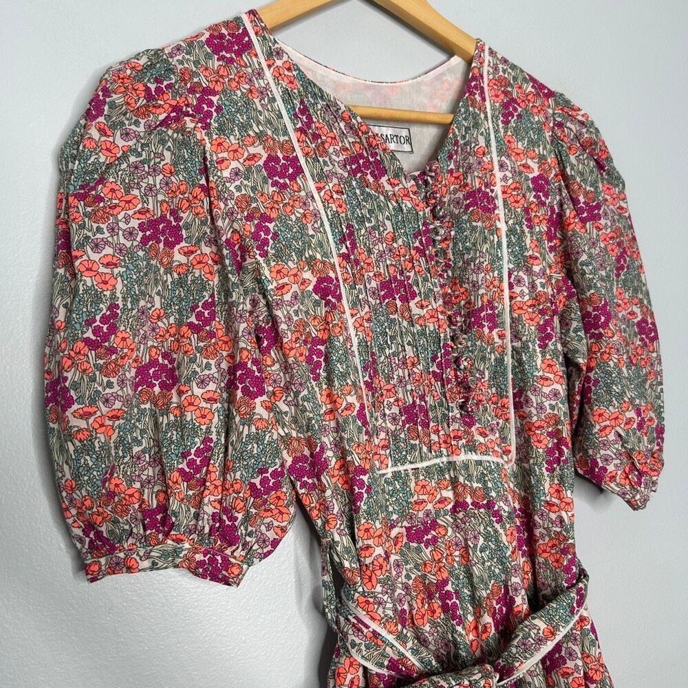 SUE SARTOR Flounce Maxi Floral Puff Sleeve Dress - Picture 4 of 7